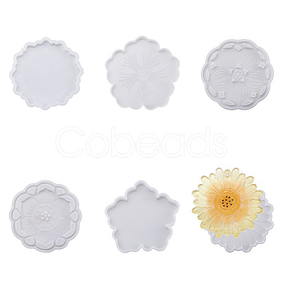 Boutigem 6Pcs 6 Style Silicone Flower Cup Mat Molds Sets DIY-BG0001-21-1