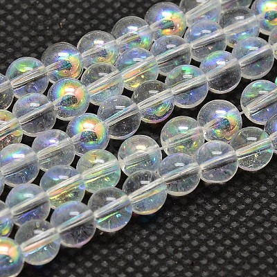 Imitate Austrian Crystal Electroplate Glass Round Bead Strands GLAA-F030-6mm-B01-1