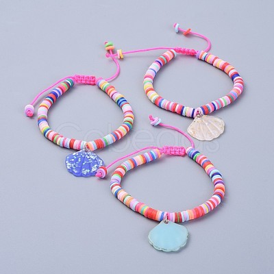 Handmade Polymer Clay Heishi Beads Kids Braided Bracelets BJEW-JB04319-M-1