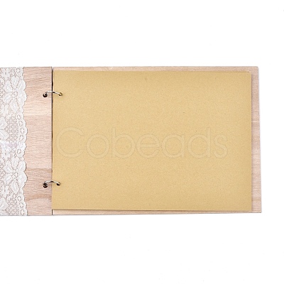 Wooden Wedding Guestbooks Notepad AJEW-M206-17-1