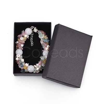 Natural Mixed Stone and White Jade Beads Bracelets BJEW-JB04163-01-1