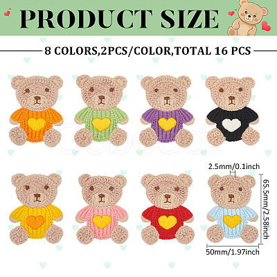 16Pcs 8 Colors Polyester Sew On Patches PATC-FG0001-98-1