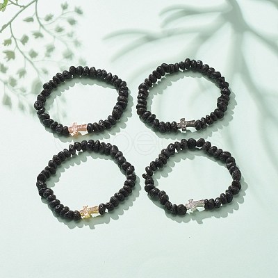 Natural Lava Rock Beaded Stretch Bracelet BJEW-JB08294-1