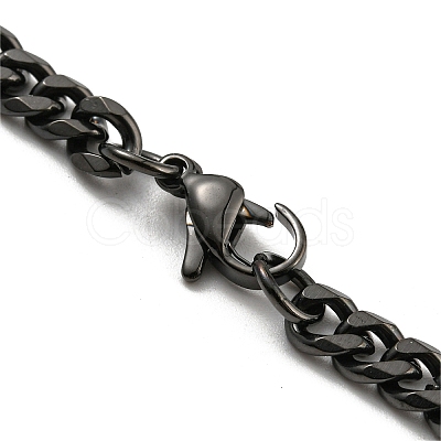 201 Stainless Steel Curb Chain Necklaces NJEW-Q336-10A-EB-1