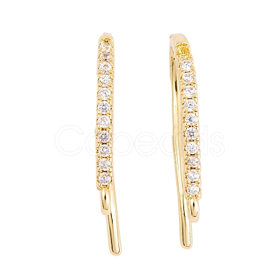 Rack Plating Brass Cubic Zirconia Earring Hooks KK-S374-05G-04-1