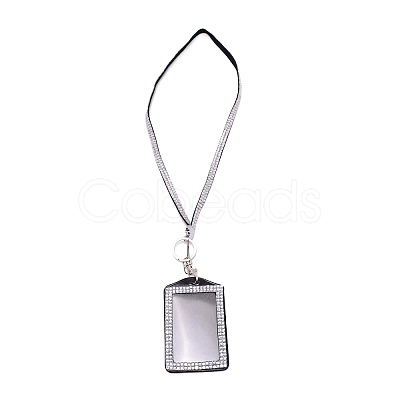 Rectangle PU Leather with Rhinestone Phone Card Holder AJEW-WH0230-48D-1