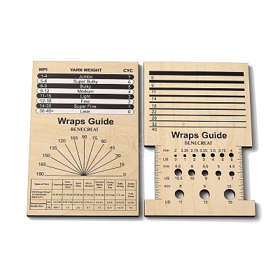 Rectangle Wooden Wooden Knitting Needle Gauge & Yarn Wrap Guide Board DIY-WH0033-85-1