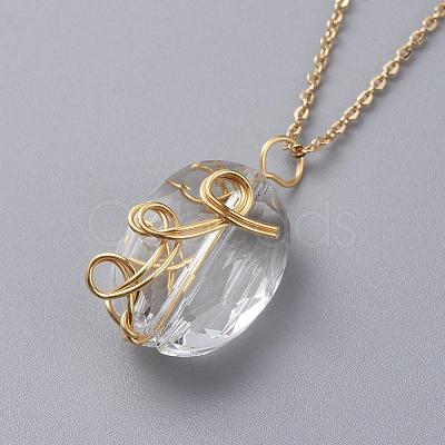 Glass Pendant Necklaces NJEW-JN02587-04-1