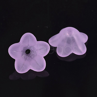 Chunky Violet Transparent Frosted Flower Acrylic Beads X-PL560-4-1