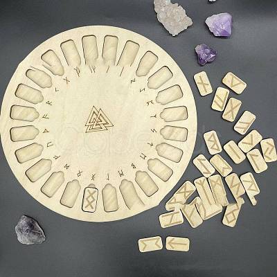 Wooden Runes Set Engraved Board PW-WG38211-01-1