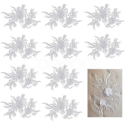 BENECREAT 3D Flower Polyester Lace Computerized Embroidery Ornament Accessories DIY-BC0009-35-1