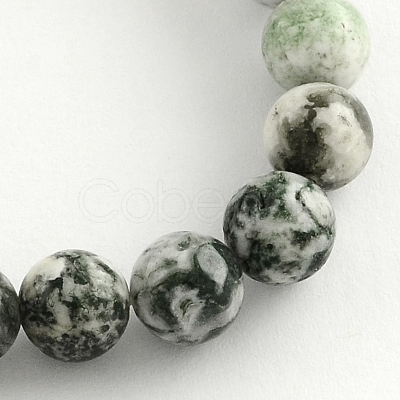 Natural Tree Agate Round Gemstone Beads Strands G-R255-8mm-1