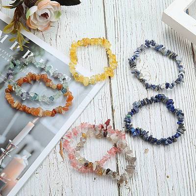 7Pcs 7 Styles Chip Natural & Synthetic Gemstone Beaded Stretch Bracelets Sets BJEW-SZ0001-39-1