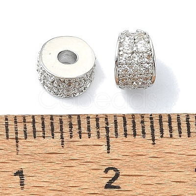 Rack Plating Brass Pave Clear Cubic Zirconia Beads KK-M282-37P-1