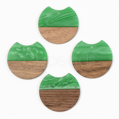 Opaque Resin & Walnut Wood Pendants X-RESI-S389-001A-C03-1