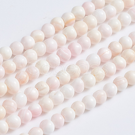 Natural Pink Shell Beads Strands SSHEL-L016-18C-1