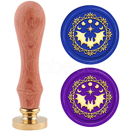 Brass Wax Seal Stamp with Handle AJEW-WH0184-0472-1