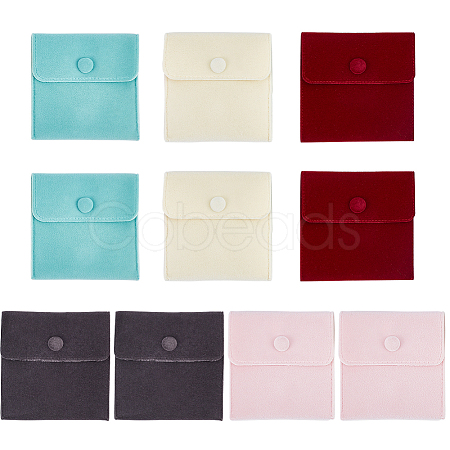 CRASPIRE 10Pcs 5 Colors Square Velvet Jewelry Bags TP-CP0001-04-1