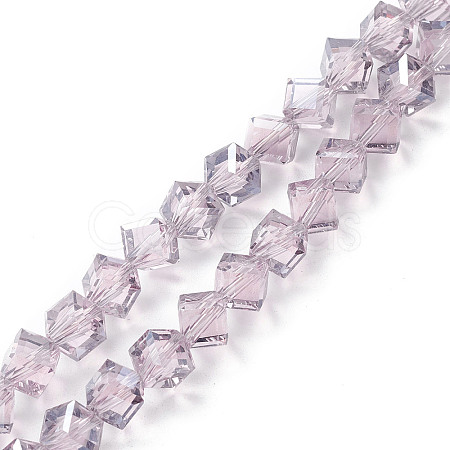 Electroplate Transparent Glass Beads Strands EGLA-K015-02A-1