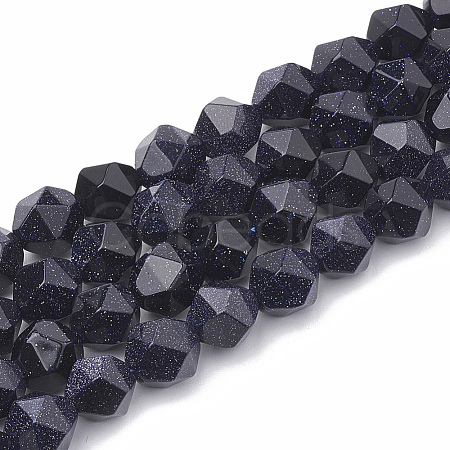 Synthetic Blue Goldstone Beads Strands G-S332-10mm-003-1