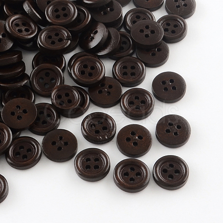 Dyed 4-Hole Flat Round Wooden Buttons BUTT-R035-017-1