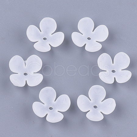 4-Petal Transparent Acrylic Bead Caps X-FACR-T001-14-1