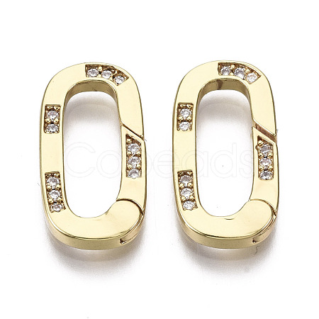 Brass Micro Pave Clear Cubic Zirconia Spring Gate Rings ZIRC-T013-19G-NF-1