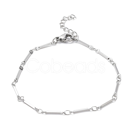 304 Stainless Steel Bar Link Chain Bracelets BJEW-K226-10P-1