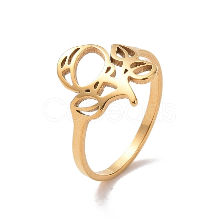 Ion Plating(IP) 201 Stainless Steel Rose of Life Finger Ring RJEW-J051-45G-1