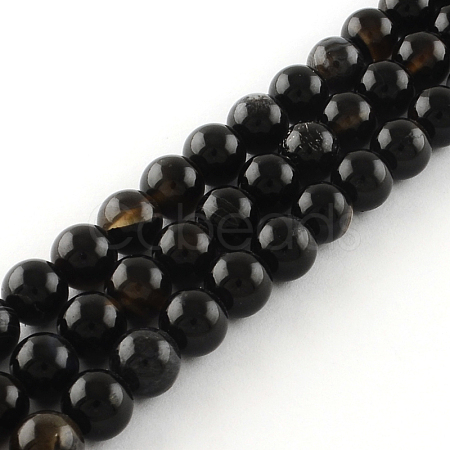 Natural Black Agate Round Bead Strands G-R342-4mm-01-1