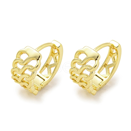 Chain-Shaped Brass Hoop Earrings EJEW-L211-009A-G-1