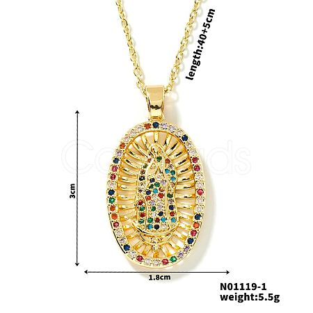 Brass Cubic Zirconia Virgin Mary Pendant Exquisite Jewelry Fashion Necklaces HR1231-1-1