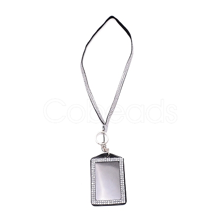 Rectangle PU Leather with Rhinestone Phone Card Holder AJEW-WH0230-48D-1