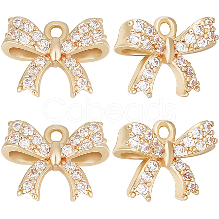 Beebeecraft 12Pcs Rack Plating Brass Micro Pave Cubic Zirconia Charms ZIRC-BBC0002-60LG-1