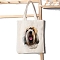 Canvas Pouches, with Handle, Shoulder Bags for Shopping, Rectangle with Dog Pattern, White, 39x33cm