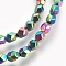 Electroplated Non-magnetic Synthetic Hematite Bead Strand, Nickel Free & Lead Free, Oval, Faceted, Multi-color Plated, 5x4x4mm, Hole: 0.7mm, about 80pcs/strand, 15.7 inch(40cm)