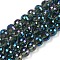 Transparent Electroplate Glass Beads Strands, Faceted, Round, Steel Blue, 9~10mm, Hole: 1.3mm, about 63~68pcs/strand, 24.41~25.43''(62~64.6cm)