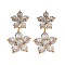 Rack Plating Flower Brass Stud Earrings, with Clear Cubic Zirconia, Cadmium Free & Lead Free, Long-Lasting Plated, Real 18K Gold Plated, 21.5x12mm