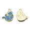 Alloy Enamel Pendants, Cadmium Free & Lead Free, Light Gold, Cat, Steel Blue, 20x17x1.5mm, Hole: 1.8mm