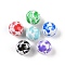 Opaque Acrylic Printed Beads, Round with Flower, Mixed Color, 15.5mm, Hole: 2.5mm