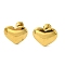 Ion Plating(IP) 304 Stainless Steel Ear Studs, Heart, Golden, 11.5x14mm