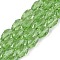 Transparent Glass Beads Strands, Faceted, Teardrop, Lime, 5~6x4mm, Hole: 0.9mm, about 65~67pcs/strand, 15.35~16.14 inch(39~41cm)