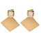 Titanium Steel Stud Earrings for Women, with Shell, Rhombus, Real 18K Gold Plated, 46x36.5mm