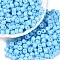 Opaque Baking Paint Glass Seed Beads, Round Hole, Cylinder, Light Sky Blue, 4x5.5mm, Hole: 1.8mm, about 2500pcs/pound