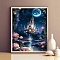 DIY Diamond Painting Kit, Including Resin Rhinestones Bag, Diamond Sticky Pen, Tray Plate, Glue Clay and Canvas, Midnight Blue, 400x300mm