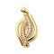 Rack Plating Brass Micro Pave Cubic Zirconia Pendants, Long-Lasting Plated, Lead Free & Cadmium Free Charms, Real 18K Gold Plated, 26.5x16x3mm, Hole: 5x3mm