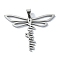 Non-Tarnish 304 Stainless Steel Pendants, Dragonfly with Word Angella Charm, Stainless Steel Color, 36x45x1.5mm, Hole: 7x4mm