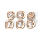 Alloy Shank Buttons, with Plastic Imitation Pearl Beads, Square, Golden, 10.5x10.5mm