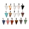 Natural & Synthetic Mixed Gemstone Pendants, with 201 Stainless Steel Finding, Triangle, 24x15x5mm, Hole: 3x7.5mm