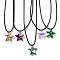 Waxed Cord Necklaces, K9 Glass Pendant Necklaces, Star, Mixed Color, 17.72 inch(45cm)